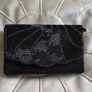 Vintage Black Beaded Clutch